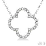 1/4 Ctw Clover Round Cut Diamond Pendant With Chain in 14K White Gold