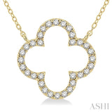 1/4 Ctw Clover Round Cut Diamond Pendant With Chain in 14K Yellow Gold