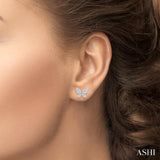 1/5 Ctw Butterfly Motif Round Cut Diamond Petite Fashion Earrings in 14K White Gold