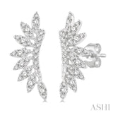 1/3 Ctw Arched Marquise Projection Single Cut Diamond Petite Fashion Earring in 14K White Gold