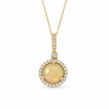 Opal & Diamond Halo Pendant