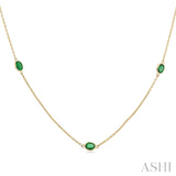 Oval Emerald Station Necklace