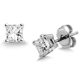 Diamond Princess Cut Stud Earrings, 3/8 ctw
