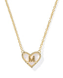 Kendra Scott Heart Letter M Gold Ivory Mother of Pearl Short Pendant Necklace