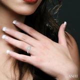 1/2 Ctw Carved Shank Fusion Baguette and Round Cut Diamond Engagement Ring in 14K White Gold