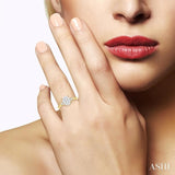 5/8 Ctw Oval Shape Lovebright Round Cut Diamond Engagement Ring in 14K Yellow and White gold