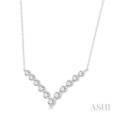 3/4 Ctw Round Cut Diamond Chevron Necklace in 14K White Gold