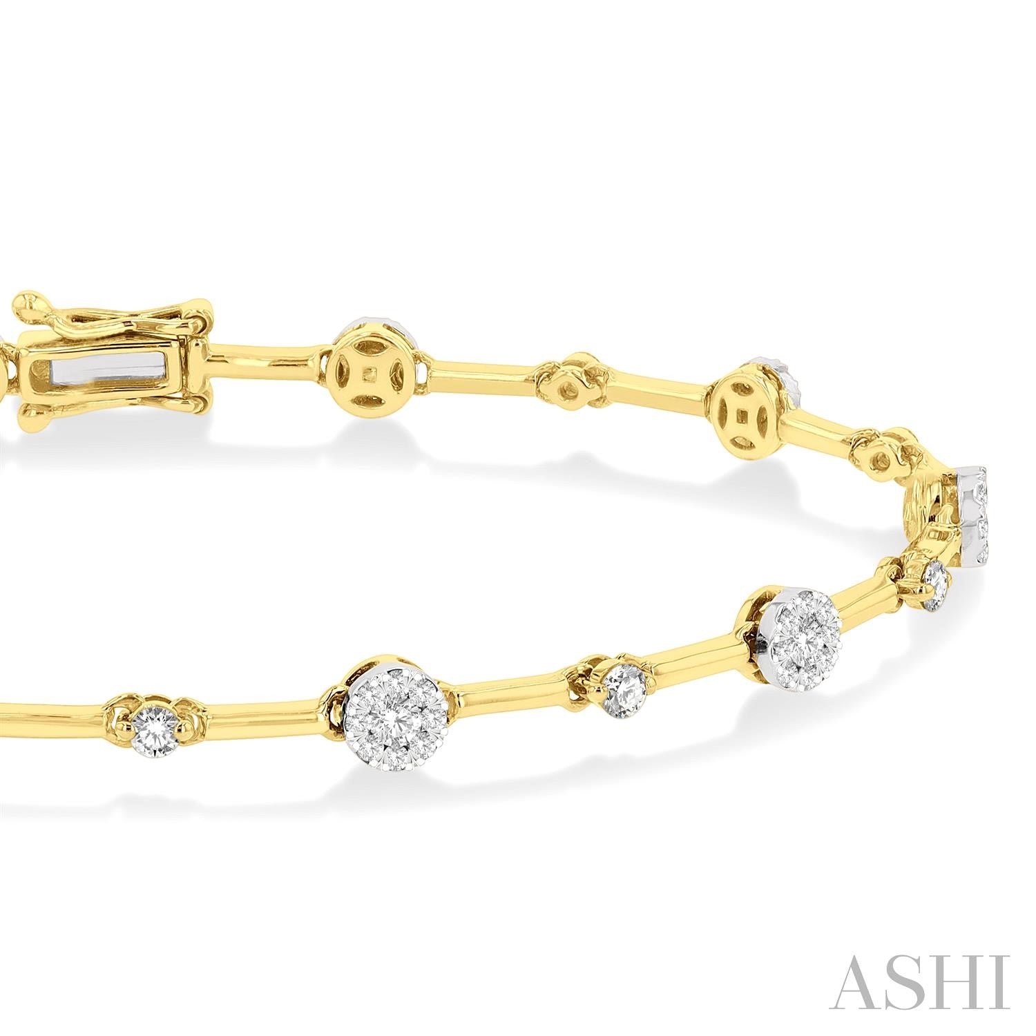 1 ctw Lovebright Round Cut Diamond Bar Bracelet in 14K Yellow and White Gold