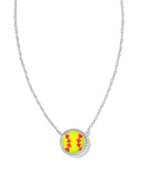 Kendra Scott Softball Short Pendant Necklace in Chartreuse Magnesite