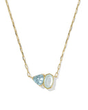 Kendra Scott Tatum Gold Short Pendant Necklace in Light Blue Mix