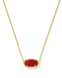 Kendra Scott Elisa Gold Short Pendant Necklace in Bright Red Drusy