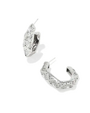 Kendra Scott Holland Vintage Silver Hoop Earrings in White Crystal