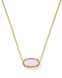 Kendra Scott Elisa Gold Short Pendant Necklace in Blush Pink Kyocera Opal