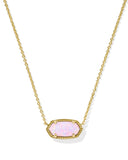 Kendra Scott Elisa Gold Short Pendant Necklace in Blush Pink Kyocera Opal