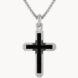 Bulova Silver & Onyx Cross Pendant