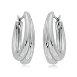 Sterling Silver Medium Double Rib Hoop Earrings