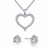 Lafonn Open Heart Pendant Necklace & Stud Earrings Set