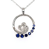Mother & Child Pendant with Lab-Created Sapphires