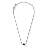 JAI Sterling Silver 2.7mm Box Chain & Black Onyx Necklace