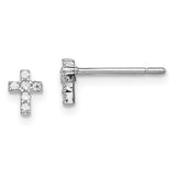 Children's Silver Petite CZ Cross Earrings