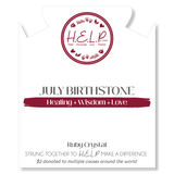 HELP Collection: Birthstone Collection - July Ruby Crystal Charm with White Cats Eye Charity Bracelet