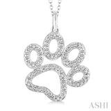 Silver Dog Paw Diamond Fashion Pendant