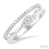 1/4 Ctw Double Row Pear Shape Lovebright Round Cut Diamond Ladies Ring in 10K White Gold