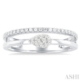 1/4 Ctw Double Row Pear Shape Lovebright Round Cut Diamond Ladies Ring in 10K White Gold