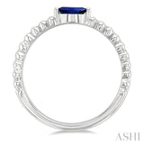 5x2.5 MM Marquise Shape Sapphire and 1/5 Ctw Round CutDiamond Precious Split Twin Ring in 10K White Gold