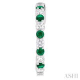 2.4 MM Round Shape Emerald and 5/8 Ctw Round Cut Diamond Precious Hoop Earring in 14K White Gold