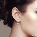 5x3 MM Oval Cut & 1.45 MM Round Cut Ruby and 1/3 Ctw Round Cut Diamond Precious Earring in 14K Yellow Gold