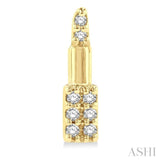 1/20 Ctw Petite Lipstick Round Cut Diamond Fashion Stud Earring in 10K Yellow Gold