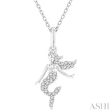 1/8 Ctw Petite Sea Life Mermaid Round Cut Diamond Fashion Pendant With Chain in 10K White Gold