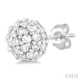 1/5 Ctw Petite Disco Ball Round Cut Diamond Fashion Stud Earring in 10K White Gold