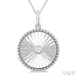 1/20 Ctw Round fluted medallion Round Cut Diamond Pendant With Chain in Sterling Silver