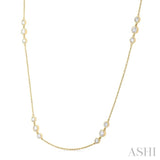 1 Ctw Three Stone Bezel Set Round Cut Diamond Station Necklace in 14K Yellow Gold