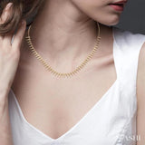 1 Ctw Spikes Round Cut Diamond Fashion Necklace in 14K Yellow Gold