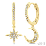 Celestial Crescent & Star Diamond Fashion Huggies