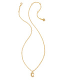 Kendra Scott Crystal Letter C Gold Short Pendant Necklace in White Crystal