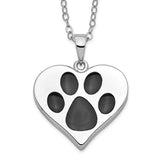 Silver Heart Ash Holder with Black Paw Print
