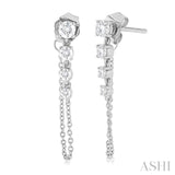 1/2 Ctw Journey Round Cut Diamond Fashion Long Chain Earring in 14K White Gold