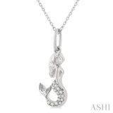 1/20 Ctw Petite Mermaid Round Cut Diamond Fashion Pendant With Chain in 10K White Gold