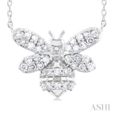 1/4 Ctw Petite Bumble Bee Round Cut Diamond Fashion Pendant With Chain in 10K White Gold