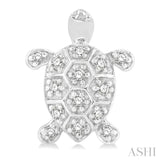 1/6 Ctw Petite Turtle Round Cut Diamond Fashion Stud Earring in 10K White Gold