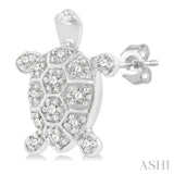 1/6 Ctw Petite Turtle Round Cut Diamond Fashion Stud Earring in 10K White Gold