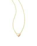 Kendra Scott Framed Ari Heart Gold Short Pendant Necklace in White Opalescent Resin
