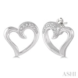 Silver Heart Shape Diamond Earrings