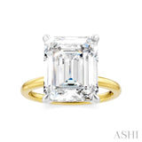 1/10 Ctw Emerald Shape Round Cut Diamond Semi-Mount Engagement Ring in 14K Yellow and White Gold