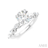 3/4 Ctw Round Shape Marquise and Round Cut Diamond Semi-Mount Engagement Ring in 14K White Gold