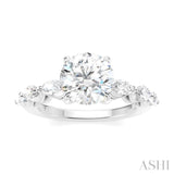 3/4 Ctw Round Shape Marquise and Round Cut Diamond Semi-Mount Engagement Ring in 14K White Gold